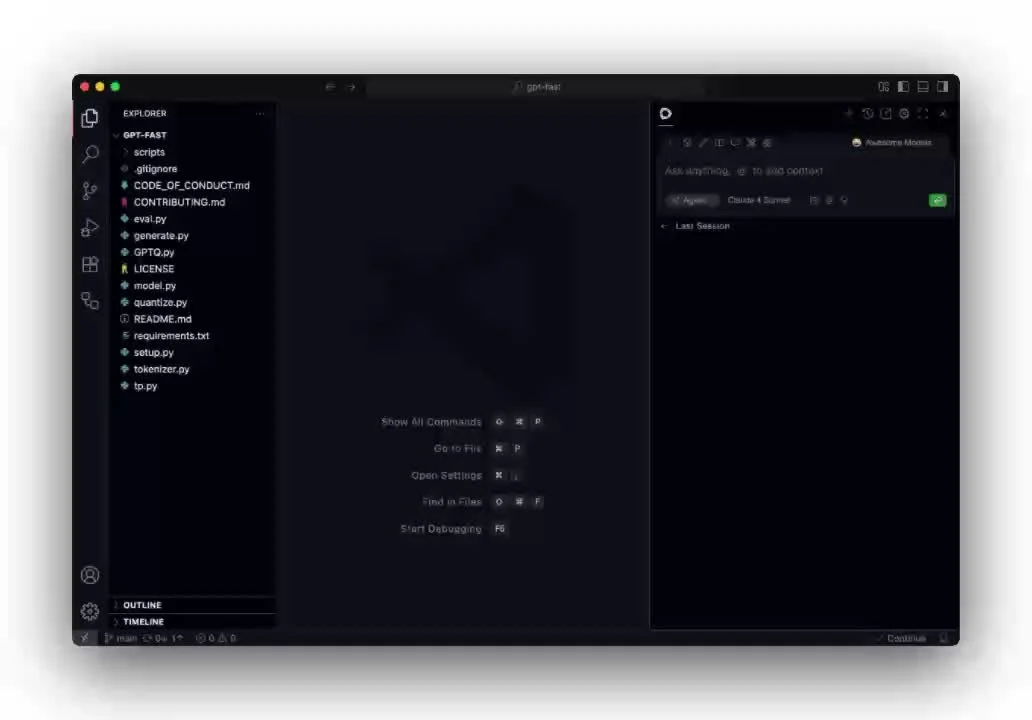 Continue AI coding assistant editor interface