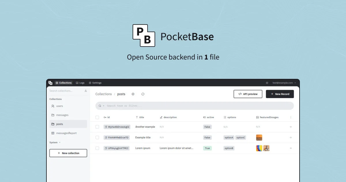 PocketBase single-binary backend